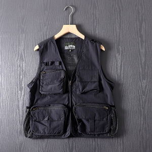 Mountain Outdoor Multi-Pocket Workwear Fishing Vest Hong Kong Style Functional Nylon Waterproof Hiking Hiking Camping Vest for Men