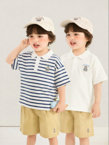 CUTEPANDAS | Áo Thun Polo Cổ Sơ Mi Tay Ngắn Phong Cách Trường Học Retro Mùa Hè