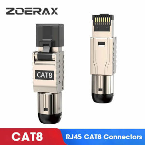 ZoeRax RJ45 Connectors Tool Free Cat8 CAT7 CAT6A Cat 8 Field Termination Plug Shielded RJ45 Modular Plugs for 2000MHz 40G