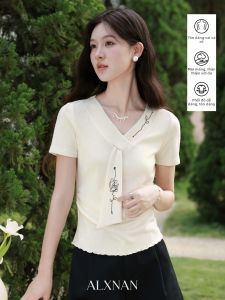Áo Thun Slim Fit V-Neck Mùa Hè có Chi Tiết