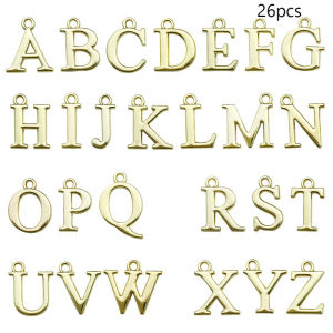26pcs 26 English letters A-Z Alphabet Charms Zinc Alloy Letter Pendants Beads For DIY Necklace Bracelet Jewelry Making Accessory