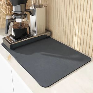 1pc Coffee Maker Mat For Kitchen Counter Protector Rubber Padded Absorbent Dish Drying Mat Super Anti-slip Bar Mat