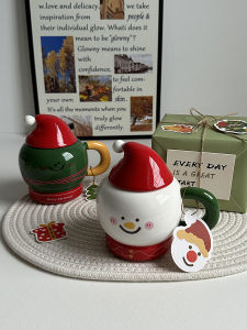 Cute Snowman Mugs Christmas Gift Practical Drinking Cups Birthday Gift for Women Friend Ceramic Mug Cartoon Design Gift Box