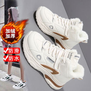 Genuine Leather Big Cotton Shoes Womens Winter Velvet Thermal and Thickening Dad Shoes Plus Size 41 to 43 Student Sports Snow Boots
