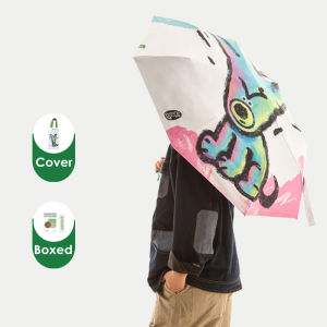 น้ำหนักเบาพกพาได้ร่มกันแดดพับได้ป้องกันแสงแดดและป้องกันรังสีอัลตราไวโอเลตของผู้หญิงร่มกันแดด UPF50 + "นมสุนัข Duole"