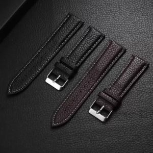 Universal Watch Band 18mm 19mm 20mm 21mm 22mm Genuine Leather Strap Women Men Business Watch Band Black Brown Bracelet Accessory