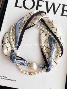 Dây Chuyền Ngọc Trai Hấp Thụ Từ Tính Dây Chuyền Cổ Đa Năng Cho Phụ Nữ Khăn Lụa Nhỏ Bảo Vệ Cổ Trang Trí Xương Đòn Khi Mặc Áo Sơ Mi Khăn