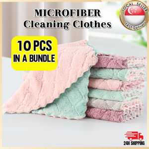🇸🇬10PCS Pack Large Microfiber Kitchen Cloth/Absorbent Lint Free Dish Towel Wipe Kitchen Towel Cleaning Cloth Rag Dish cloth