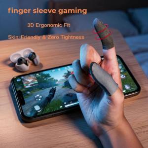 8Pcs Gaming Finger Sleeves Breathable Sweat Proof Touch Screen Finger Cots 0.3mm Conductive Silver Fiber Thumb Sleeves for Mobile Gaming Esports