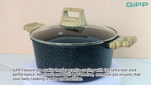 Gipp  Granite Cookware Stockpot 24/28cm non-stick stockpot with lid compatible with all stovetops PFOA free