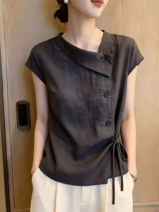SHIMANQING | Design Stylish Irregular Large Size Summer Shirt Tie Waist