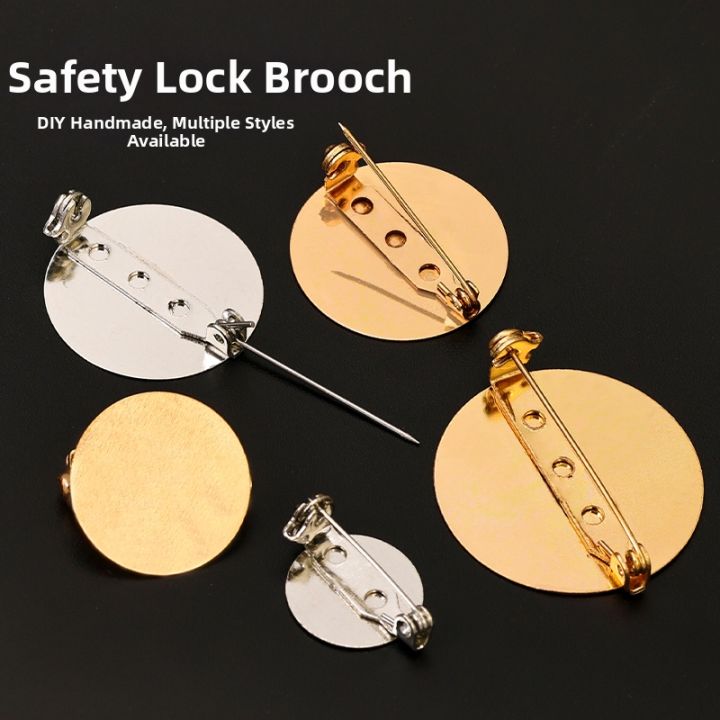 Handmade Metal Safety Pin Flat Base round Disc Accessories Lock Head ...