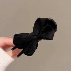 Velvet Hair Claw High Ponytail Butterfly Knot Ball Head Fixed Hair Clip Women Elegant Hair Accessories Hair Barrettes