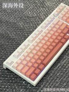 Gradual Dust Blush Mint Transparent PBT Keycaps Hot Sublimation OEM Word through Gradient Style for Mechanical Keyboard RGB Backlight