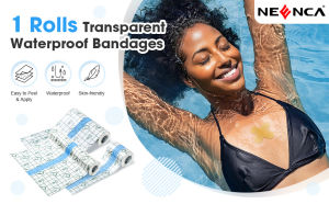 NEENCA Transparent Film Dressing Adhesive Bandage Waterproof Bandages Clear Adhesive Bandages Stretch Tape for Tattoos Swimming Shower1 Rolls (10M / 10.94 Yard)