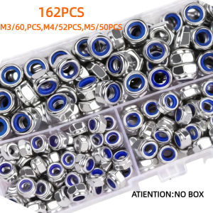 Gói Các Loại Đai Ốc Khóa Nylon Bằng Thép Không Gỉ M3-M12 Bộ Đai Ốc Lục Giác Theo Hệ Mét 162/207/217/227/235 Cái Dùng Cho Gia Công Kim Loại