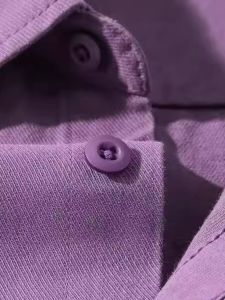 Áo Sơ Mi Cotton Màu Tím Cổ Polo Dài Tay Dáng Rộng Thoải Mái Thường Ngày Mùa Thu Đông Cho Nữ