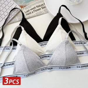 3PCS Cotton Bras Women Padded Triangle Cup Bras Female Comfortable Wireless Underwear Breathable Soft Intimates Lingerie Bras