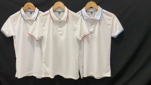 Áo Thun Nữ Có Cổ Cá Sấu Mè Màu Trắng Viền Cổ Đen Form Xuông Dùng Cho Cả Nam Và Nữ