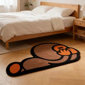 VIKAMA Fun Cartoon Monkey Alien Pattern Rug Anti-slip Soft Bedside Blanket for Bedroom Door Mat Home Decoration
