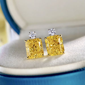 Perfume Bottle 5 Karat Yellow Diamond Earrings Fancy Women Flash Imported High Carbon Diamond Graceful Hypoallergenic Colorful Crystals Earrings