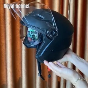 MŨ BẢO HIỂM 3/4 2 KÍNH ROYAL M268 MÀU ĐEN NHÁM CHÍNH HÃNG BẢO HÀNH 12 THÁNG