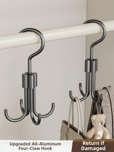 MINGZHI | Rotatable 4-Prong Hooks Aluminum No Drilling Clothes Hangers