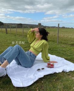 เอวสูงยืดผ้าฝ้าย DENIM กางเกงยีนส์สีฟ้าสําหรับผู้หญิงบางข้อเท้ายาวตรงขาเปิด-Crotch Micro-Flared สไตล์ที่สมบูรณ์แบบสําหรับการเดินทางและนักเรียน