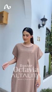 Altalita - Daster Octavia Cringkle Airflow Polos Busui Resleting Depan Selutut Jumbo Non Ruffle