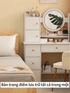 Bàn trang điểm phong cách hiện đại có đèn LED có 2 ngăn kéo tủ để đồ trang điểm decor làm việcđơn giản hiện đại