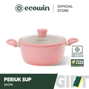 Ecowin Cookware Peach Series Pink Ceramic Rock Non-stick Pan Stock Pot Periuk Sup KualiSuitable for All Stoves(Gas & Electric & Induction & Ceramic)