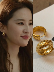 CAFFTI | Metal Gold Silver Diamond Texture Large Circle Earrings