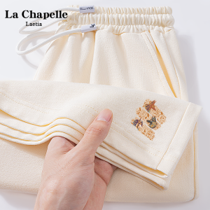 กางเกงขาสั้นกีฬา La Chapelle สำหรับผู้หญิง ทรงหลวม 5 จุด ทรงลำลอง สไตล์ฤดูร้อน กางเกงขายาวทรงตรง ผ้าฝ้าย 100%