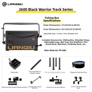 LIANQIU | Complete Large Fish Fishing Tackle Box Seatable Lightweight Rigid