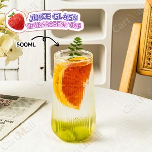 Water Cup Coffee Milk Vertical Pattern Glass Simple Style High-Value Household Drink Cups 500ml