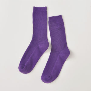 Purple Cotton Crew Socks Womens Spring Candy Color Skateboard Slippers Long Socks Trendy Bulk Pack Sweet Style Home Clothes