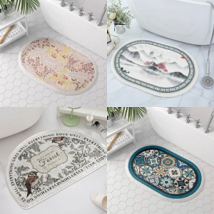 Ready Stock Flower Chinese Batik Leaf  Carpet Floor Mat Home Living Bedroom Bathroom Entrance Ikea Deco Furniture Soft Cute Pretty Nice Pink Blue Green Minimalist Modern Cozy Comfortable Fluffy Thick Durable Cheap Anti Slip Cashmere