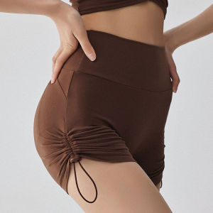 Womens High-Waist Fitness Shorts Breathable Quick-Dry Yoga Pants Cycling Tight Shorts Three-Quarter Length Sportswear