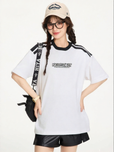 Gbiaior | Slim Fit Retro Letter Printed Cotton T Shirt