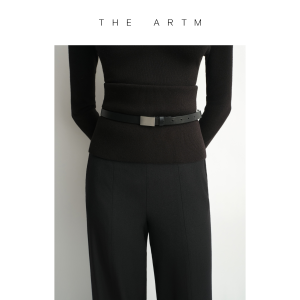 Knit Waistband High Waist Wool Blend Leggings Trousers