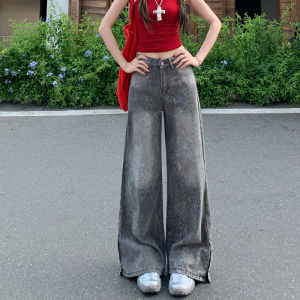 Retro Blue Purple Jeans Brand Wide-leg Pants Low Rise Jean Shorts Denim Overalls for Women  Fashion Womens Clothing Hosen