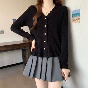 Stylish High-end Versatile French Style Ruffled Edge Womens Knitwear