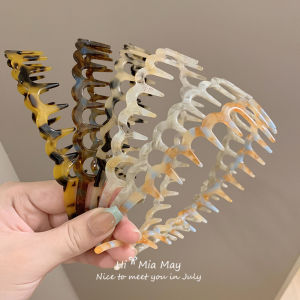 0 Pressure Feeling ~ Acetic Acid Big Wave Headband Female with Teeth Not-Too-Tight Broken Hair Organize Fantastic High Skull Top Hairpin for Hair Washing