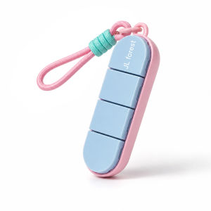 Mini Portable Lanyard-Style Pills Organizer Case 4 Grids with Silicone Seals for Water and Moisture Resistance Individual