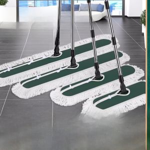 Large Size Broom Mop Commercial Household Floor Cleaning Tool Stainless Steel Pole Cotton Cloth Manual Dust Pusher Mop