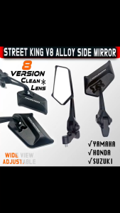 Street King V8 Full Alloy Rearview Mirror Non-Graded HD Clean Lens Universal Adjustable