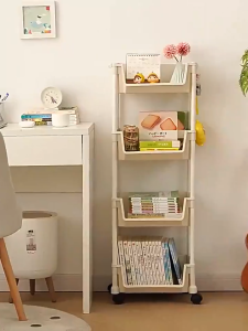 3/4/5 Layer Moving Rack Kitchen Storage Shelf Wall Cabinets Home Bedroom Bathroom Organizer Trolley#XTC02