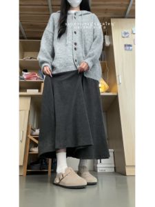 Trendy Womens Wide Leg Pants Draping Rice Noodle Pants plus Size Hip Concealing Autumn Winter Casual High Waist Nine Points