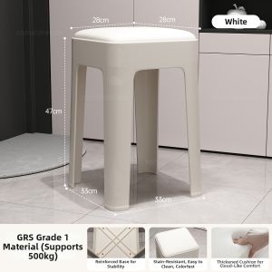 Stackable Thickened Plactic Square Stool with Leather Finish