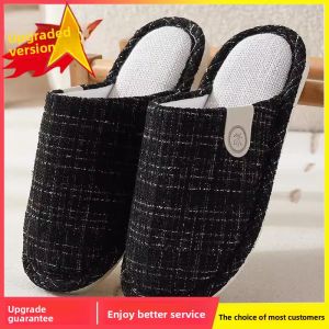 MONLEYTA | Spring Autumn Cotton Linen Slippers Anti Slip Home Shoes Womens Odor Free Summer Comfortable Warmth Couple Slippers